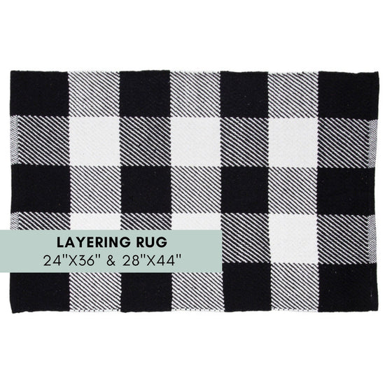 Load image into Gallery viewer, Black and White Buffalo Plaid Rug for Layering Doormat
