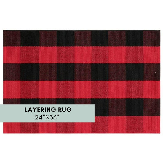 Red and Black Buffalo Plaid Rug for Layering Doormat