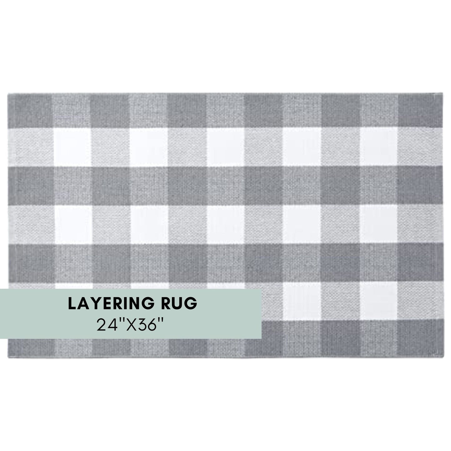 Grey and White Buffalo Plaid Rug for Layering Doormat