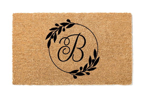 Personalized Monogram Botanical Wreath Doormat