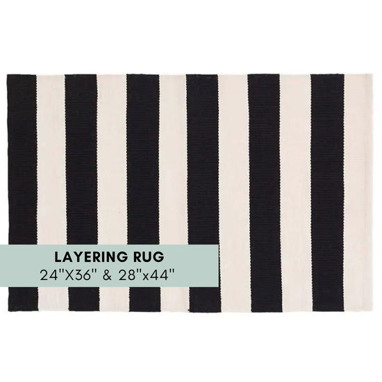 Black and White Thick Vertical Stripe Layering Rug for Doormat