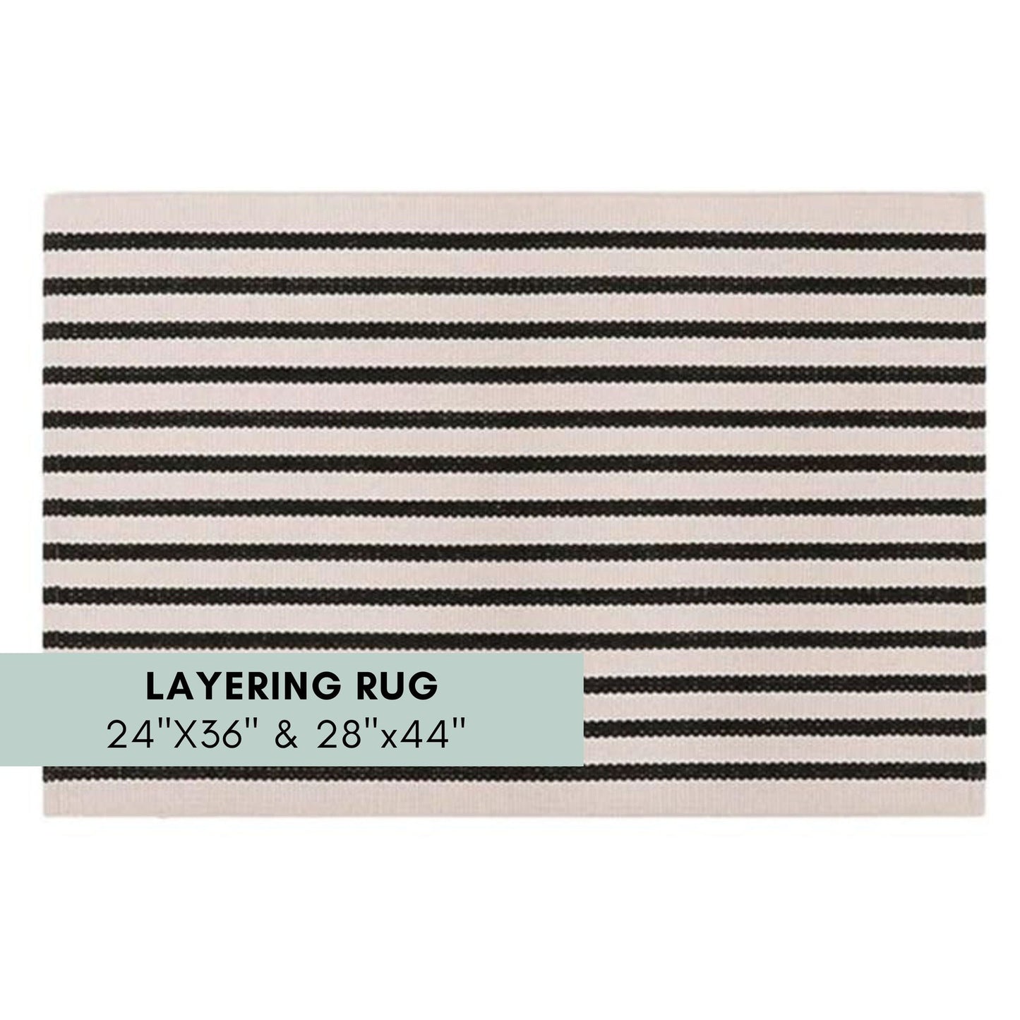 Black and White Thin Horizontal Stripe Layering Rug for Doormat