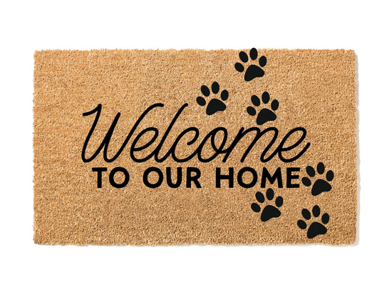 Welcome to Our Home Pawprints Doormat
