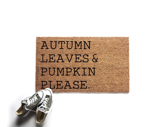 Autumn Leaves and Pumpkin Please Doormat