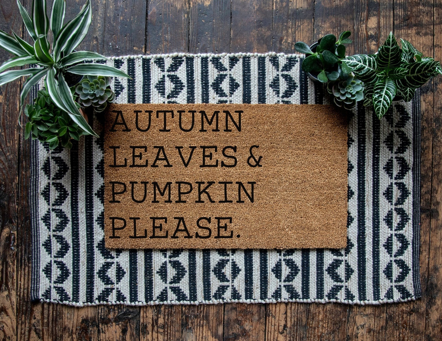 Autumn Leaves and Pumpkin Please Doormat