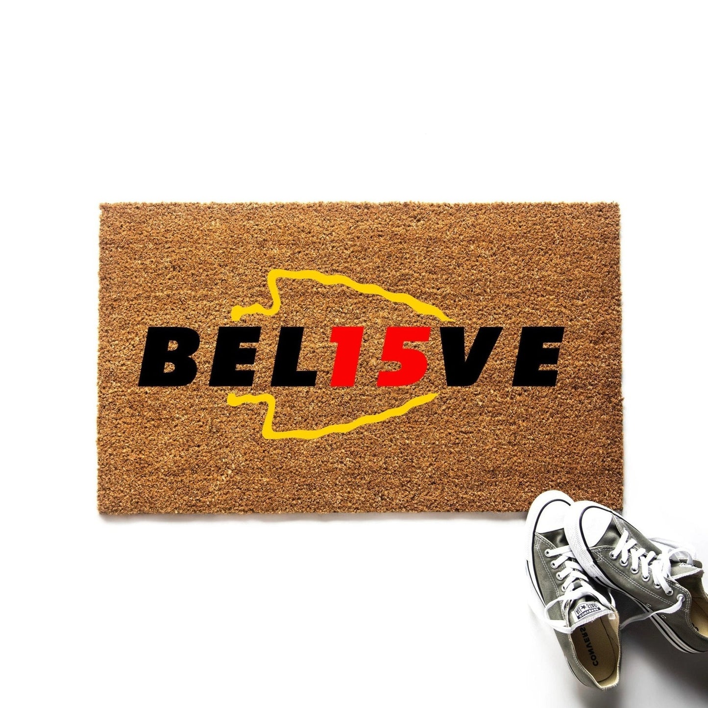 Load image into Gallery viewer, Believe Kansas City Chiefs Patrick Mahomes Doormat
