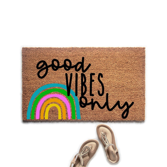 Load image into Gallery viewer, Good Vibes Only Rainbow Doormat
