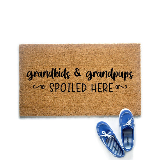 Load image into Gallery viewer, Grandkids &amp;amp; Grandpups Spoiled Here Doormat
