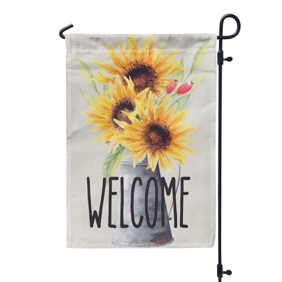 Sunflower Welcome Single Sided Garden Flag