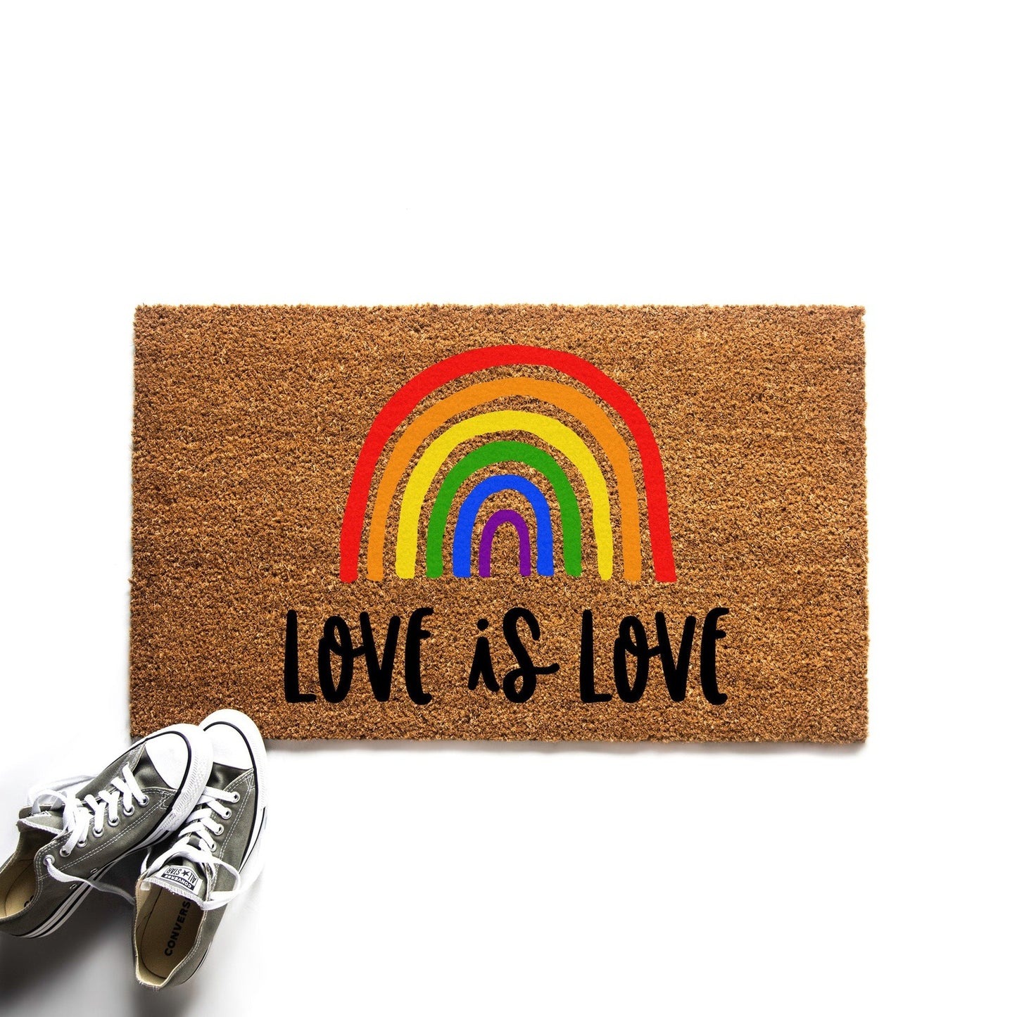 Love is Love Rainbow Pride LGBTQ Doormat