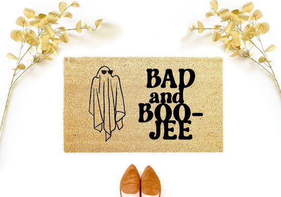 Load image into Gallery viewer, Bad and Boo-Jee Ghost Halloween Doormat
