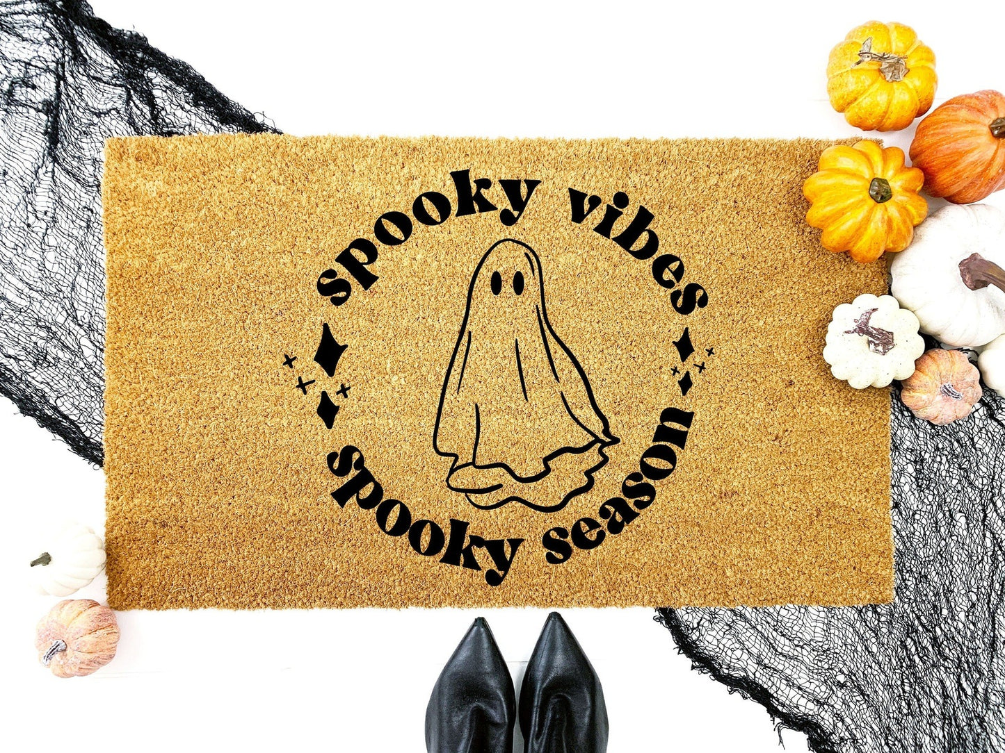 Load image into Gallery viewer, Spooky Vibes Spooky Season Halloween Ghost Doormat
