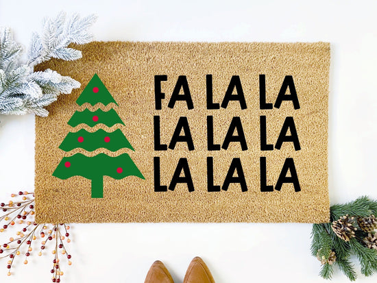 Load image into Gallery viewer, Fa La La Christmas Tree Doormat
