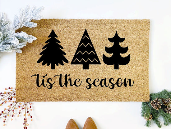 Tis The Season Christmas Trees Doormat
