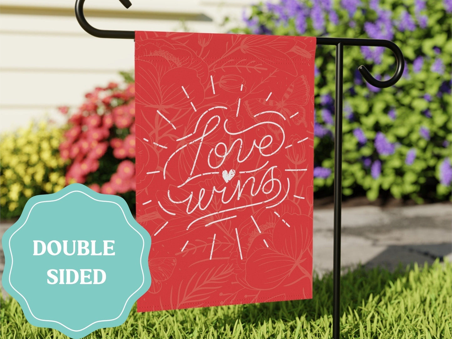 Load image into Gallery viewer, Love Wins Valentine&amp;#39;s Day Garden Flag
