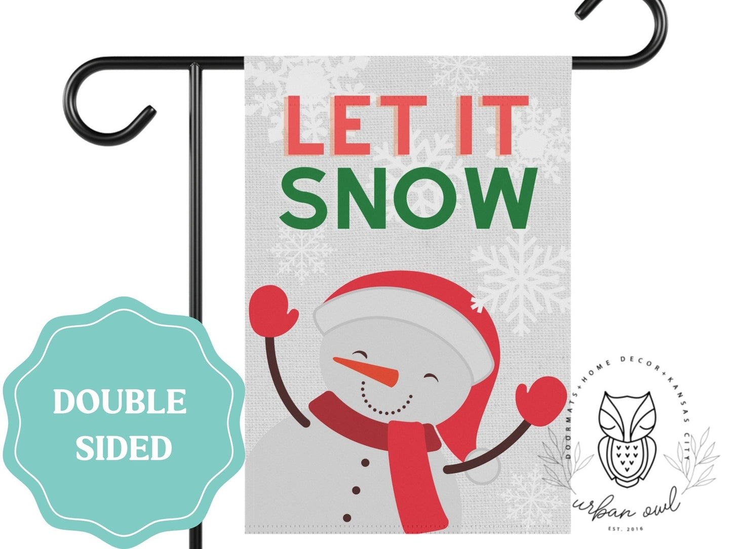 Load image into Gallery viewer, Let it Snow Christmas Snowman Garden Flag
