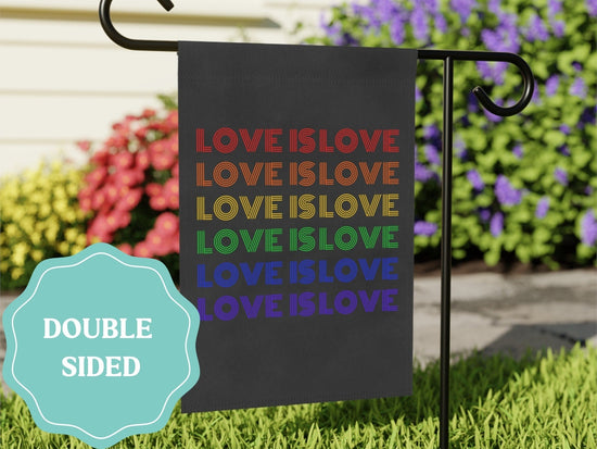 Load image into Gallery viewer, Love is Love Rainbow Pride Garden Flag
