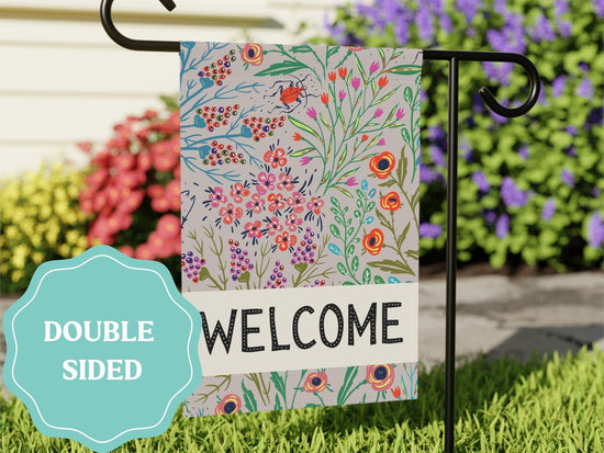 Load image into Gallery viewer, Floral Welcome Garden Flag
