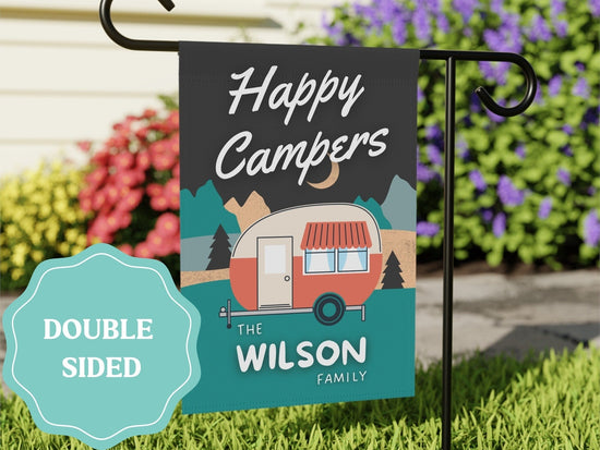 Load image into Gallery viewer, Happy Campers Personalized Garden Flag
