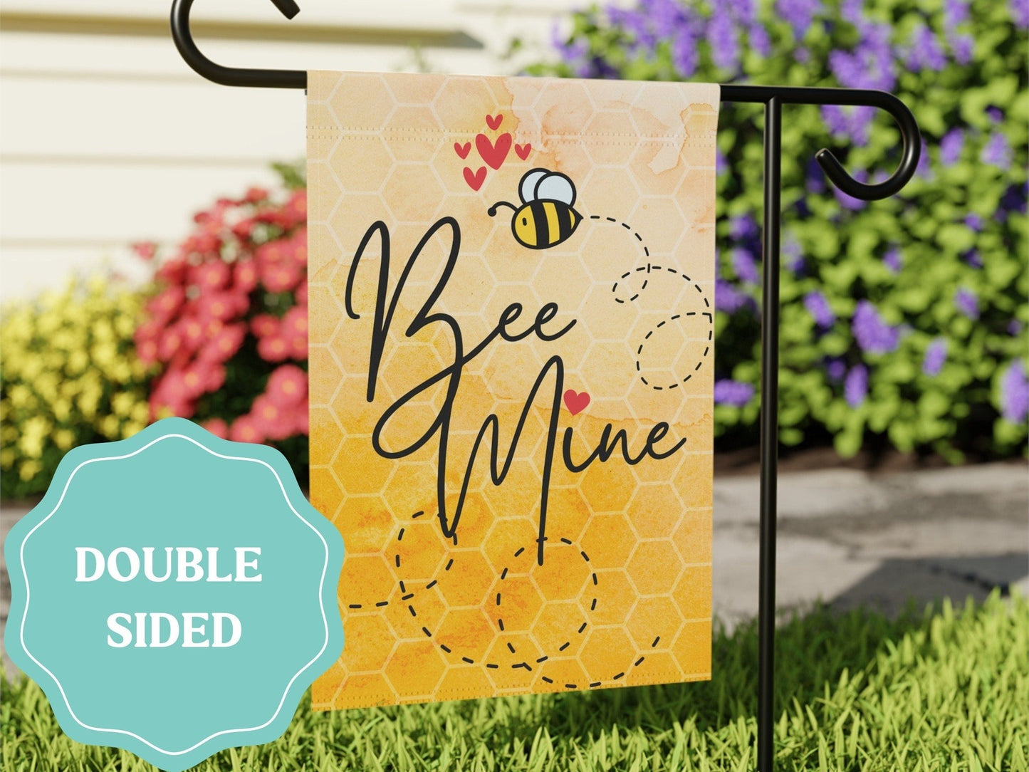 Load image into Gallery viewer, Bee Mine Valentine&amp;#39;s Day Garden Flag

