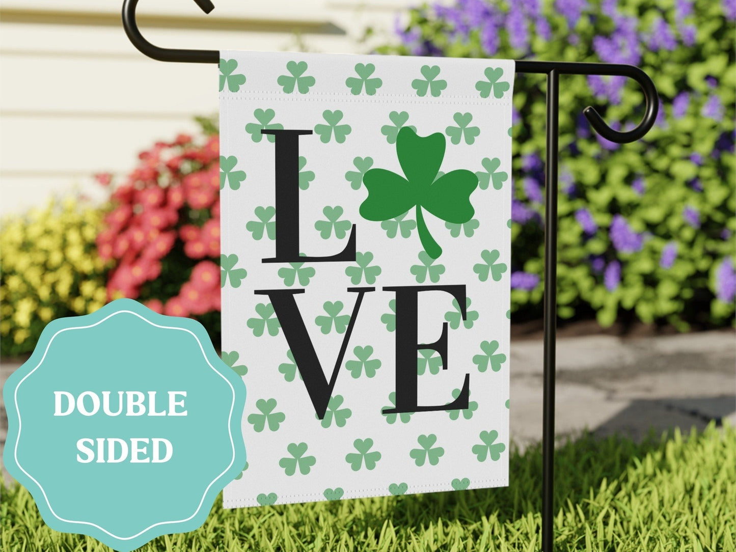 Load image into Gallery viewer, Shamrock Love St. Patrick&amp;#39;s Day Garden Flag
