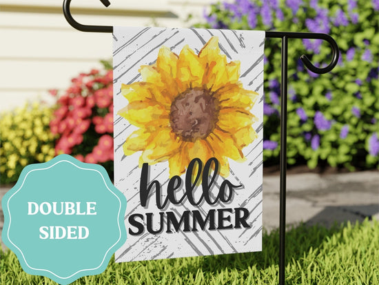 Load image into Gallery viewer, Hello Summer Sunflower Garden Flag
