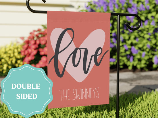 Load image into Gallery viewer, Personalized Valentine&amp;#39;s Day Garden Flag
