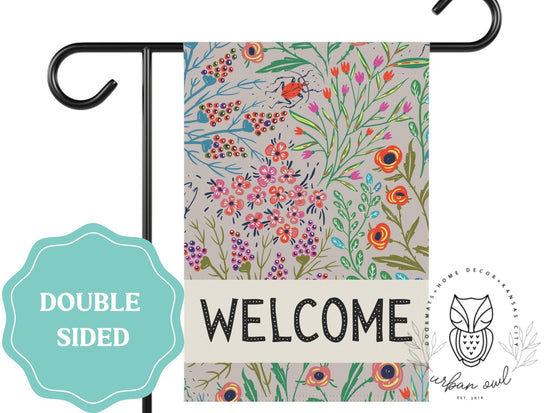 Load image into Gallery viewer, Floral Welcome Garden Flag
