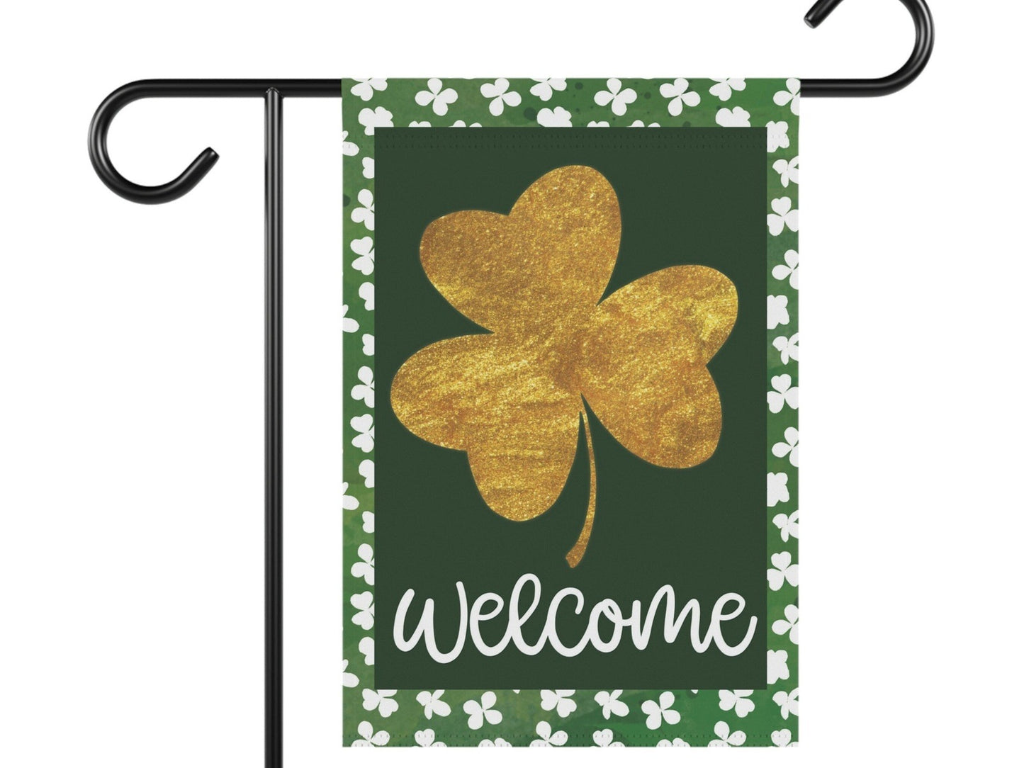 Load image into Gallery viewer, Gold Shamrock St. Patrick&amp;#39;s Day Garden Flag
