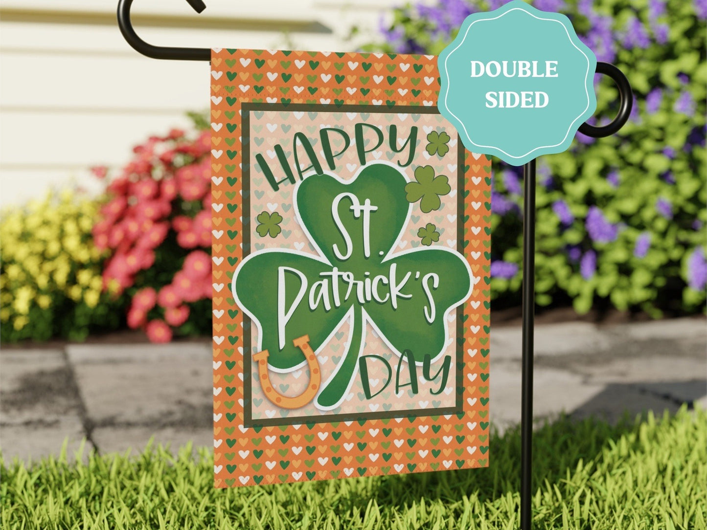 Load image into Gallery viewer, Happy St. Patrick&amp;#39;s Day Shamrock Garden Flag
