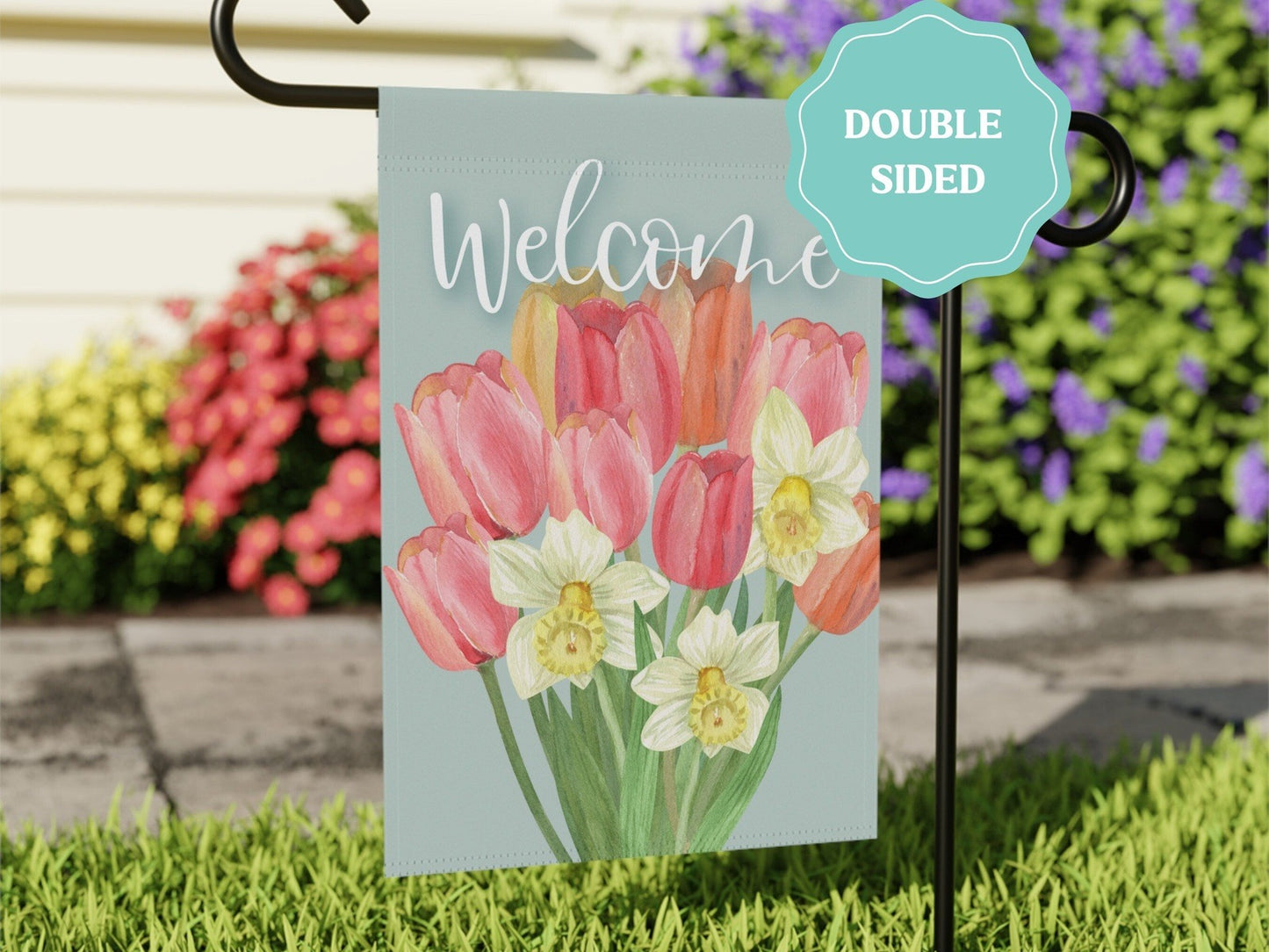 Load image into Gallery viewer, Welcome Spring Floral Garden Flag
