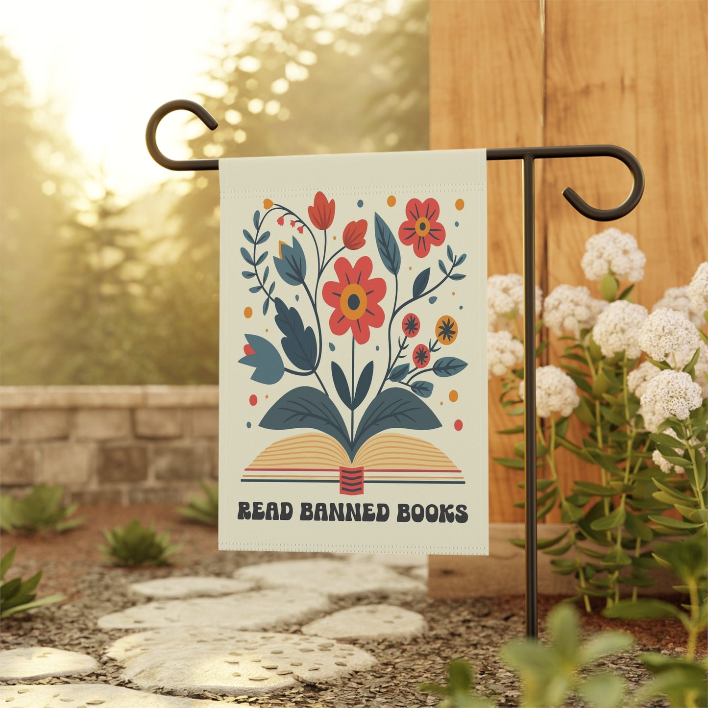 Load image into Gallery viewer, Read Banned Books Double Sided Garden Flag

