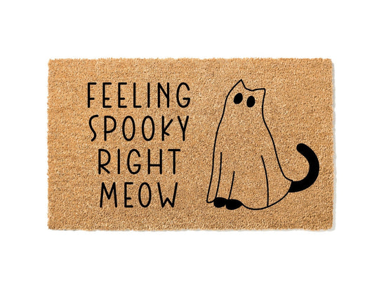 Feeling Spooky Right Meow Ghost Cat Halloween Doormat