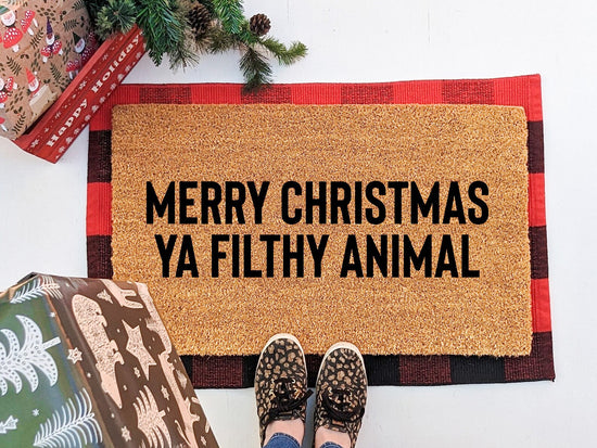 Filthy Animal Doormat, Funny Christmas Door Mat, Funny Holiday Welcome Mat, Merry Christmas Doormat, Christmas Front Porch Outdoor Decor