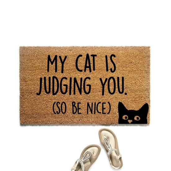 Load image into Gallery viewer, My Cat is Judging You Doormat
