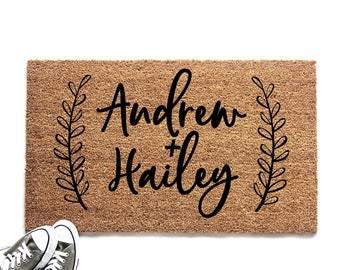 Personalized Couple's Names with Laurel Doormat