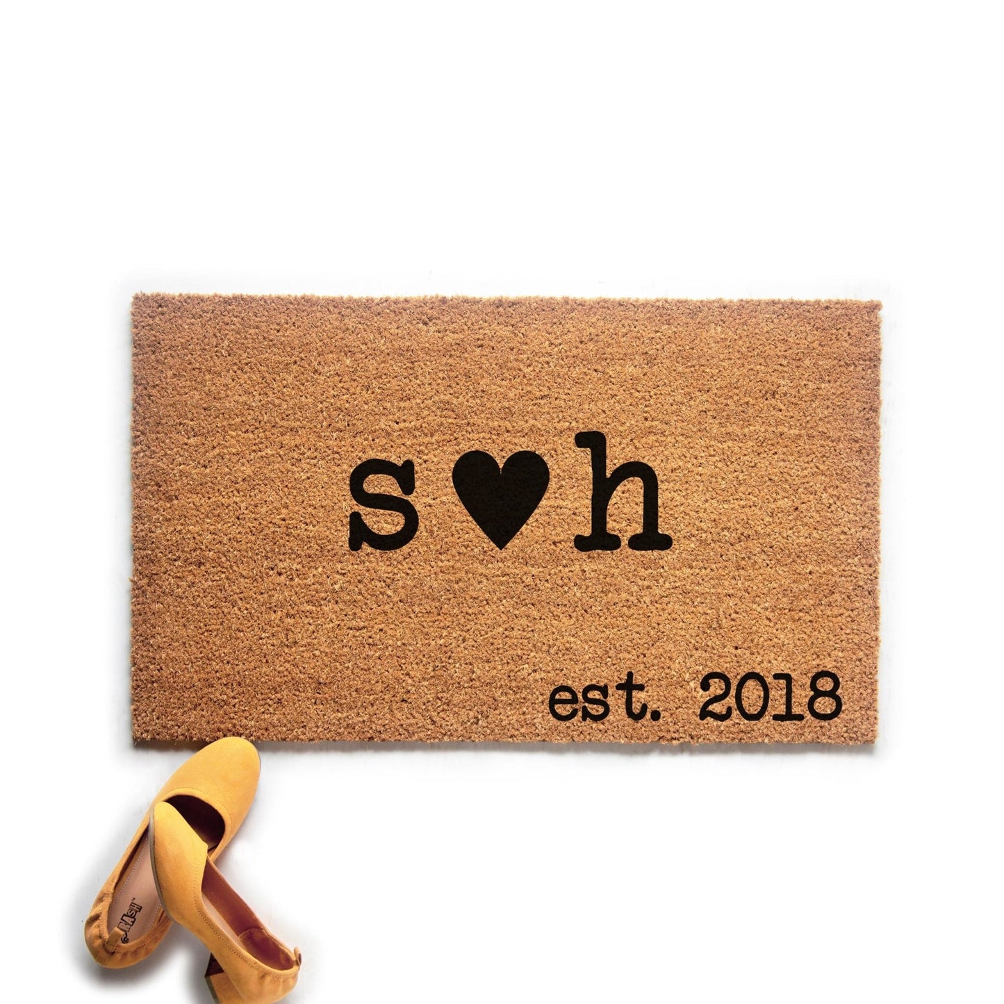 Personalized Initials and Date with Heart Doormat