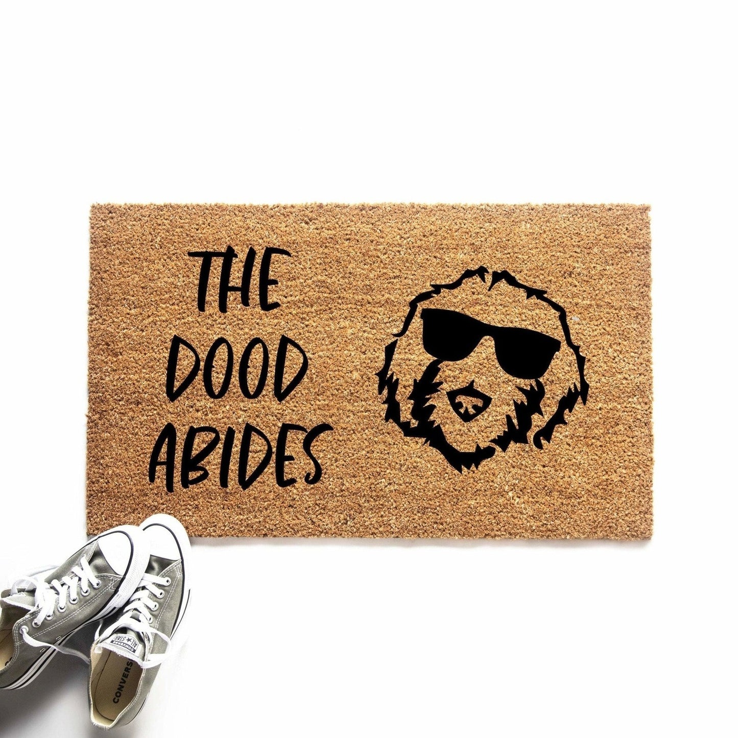 Load image into Gallery viewer, The Dood Abides Funny Goldendoodle Doormat
